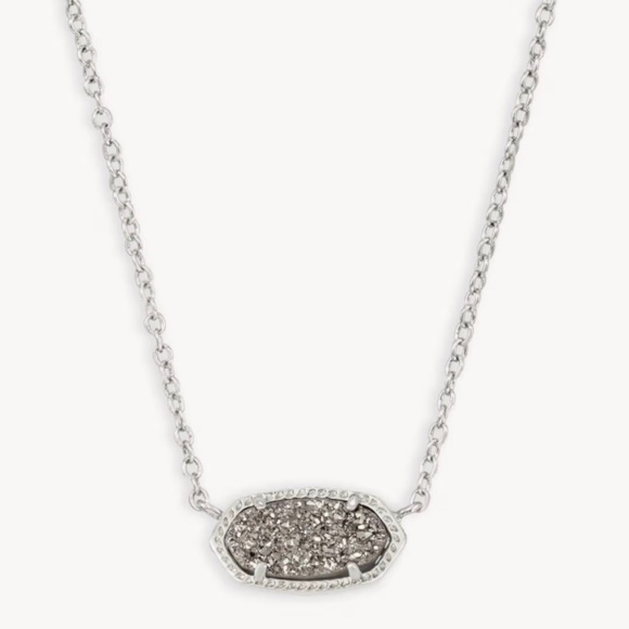 Kendra Scott Elisa Silver Pendant Necklace in Platinum Drusy - Picture 1 of 5